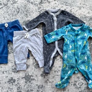 Baby Boy Bundle - 2 pants, 2 footed sleepers - 3M